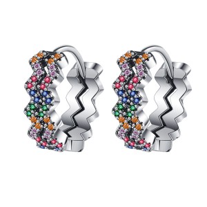 Rainbow Zirconia Waves Hoop Earrings 60200108 Rainbow Zirconia Waves Hoop Earrings 60200108