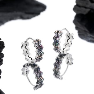 Rainbow Zirconia Waves Hoop Earrings 60200108 Rainbow Zirconia Waves Hoop Earrings 60200108