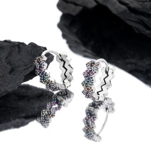 Rainbow Zirconia Waves Hoop Earrings 60200108 Rainbow Zirconia Waves Hoop Earrings 60200108