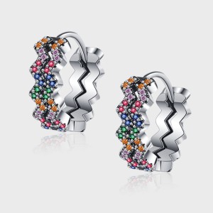 Rainbow Zirconia Waves Hoop Earrings 60200108 Rainbow Zirconia Waves Hoop Earrings 60200108