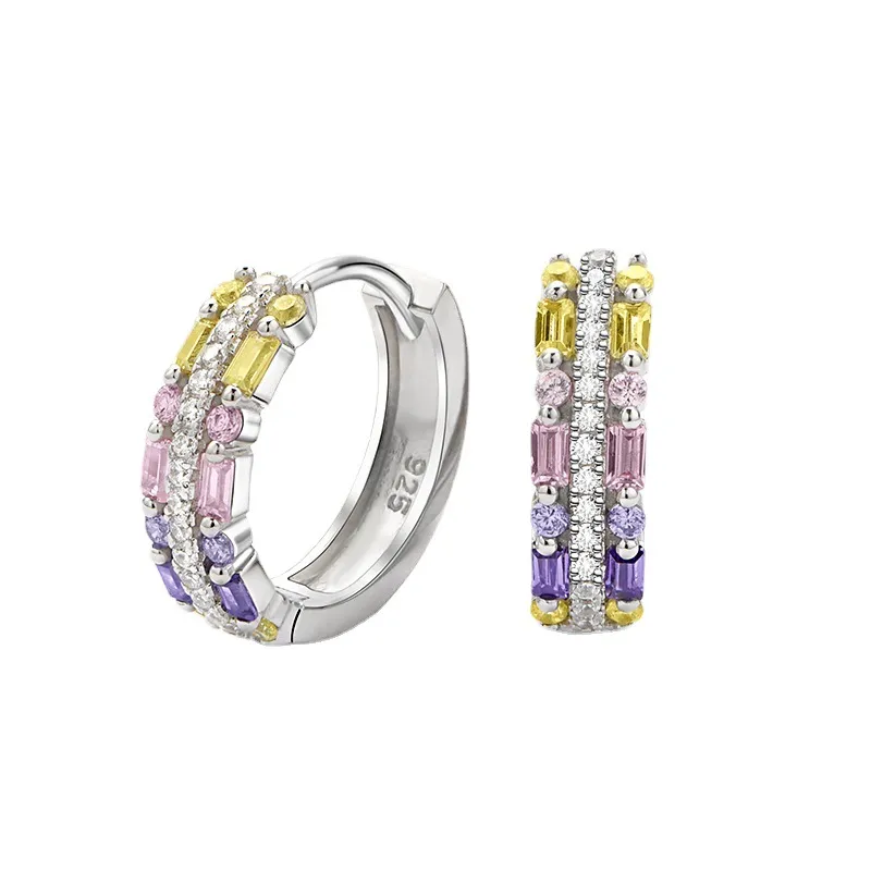 Yellow Pink Zirconia Hoop Earrings 60200110 Yellow Pink Zirconia Hoop Earrings 60200110