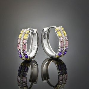 Yellow Pink Zirconia Hoop Earrings 60200110 Yellow Pink Zirconia Hoop Earrings 60200110