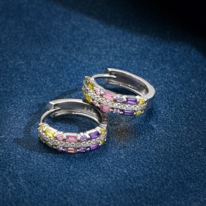 Yellow Pink Zirconia Hoop Earrings 60200110 Yellow Pink Zirconia Hoop Earrings 60200110