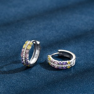 Yellow Pink Zirconia Hoop Earrings 60200110 Yellow Pink Zirconia Hoop Earrings 60200110