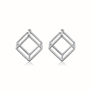 Geometric Hollow Cube Hoop Earring 60200115 Geometric Hollow Cube Hoop Earring 60200115
