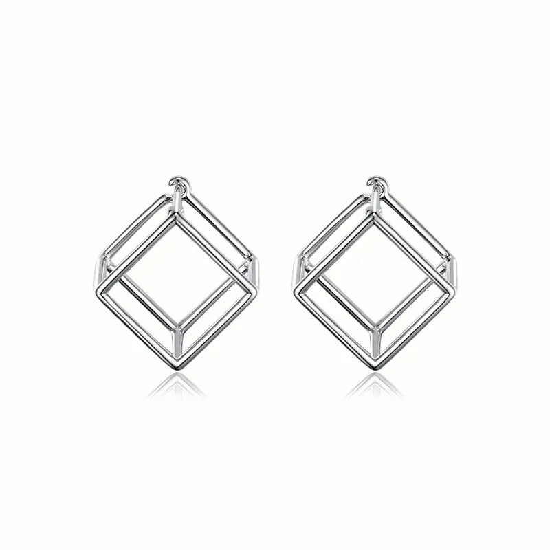 Geometric Hollow Cube Hoop Earring 60200115 Geometric Hollow Cube Hoop Earring 60200115