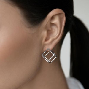 Geometric Hollow Cube Hoop Earring 60200115 Geometric Hollow Cube Hoop Earring 60200115