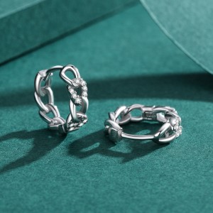 Zirconia Chain Link Hoop Earring 60200130 Zirconia Chain Link Hoop Earring 60200130