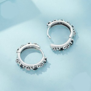 Iris Flower Black Zirconia Hoop Earrings 60200164 Iris Flower Black Zirconia Hoop Earrings 60200164