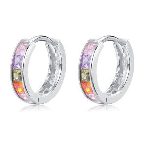 Sparkle Colorful Square Zirconia Hoop Earrings 60200190 Sparkle Colorful Square Zirconia Hoop Earrings 60200190