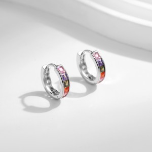 Sparkle Colorful Square Zirconia Hoop Earrings 60200190 Sparkle Colorful Square Zirconia Hoop Earrings 60200190