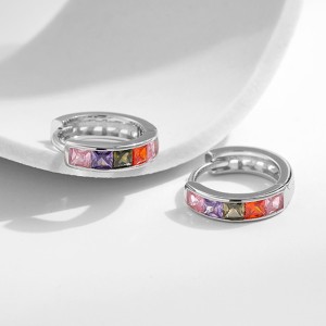 Sparkle Colorful Square Zirconia Hoop Earrings 60200190 Sparkle Colorful Square Zirconia Hoop Earrings 60200190