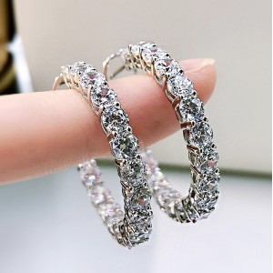 4mm 8A Zirconia French Hoop Earring 60200196