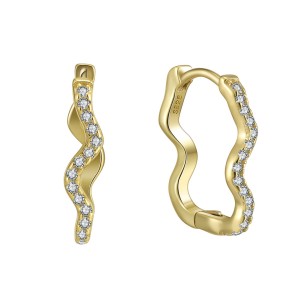 925 Sterling Silver Zirconia Wave Hoop Earring 60200201