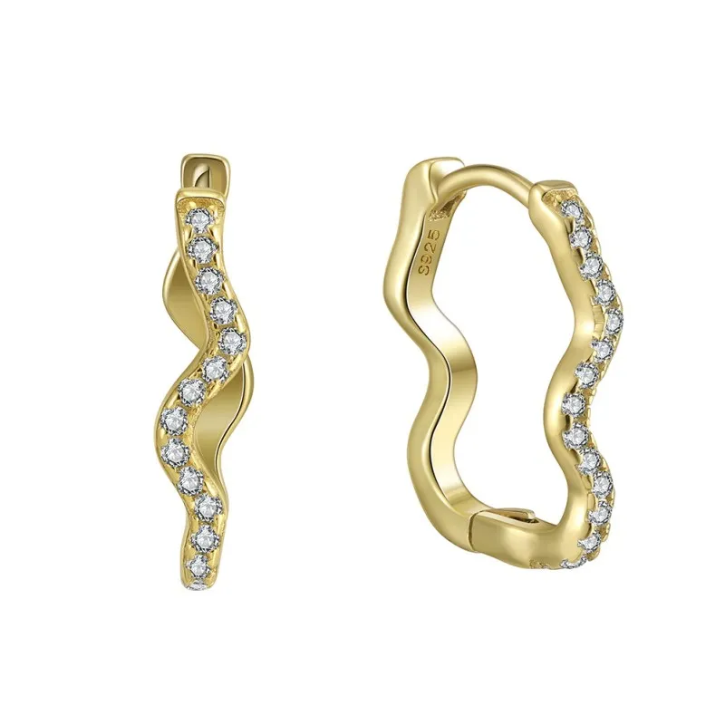 925 Sterling Silver Zirconia Wave Hoop Earring 60200201