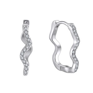 925 Sterling Silver Zirconia Wave Hoop Earring 60200201