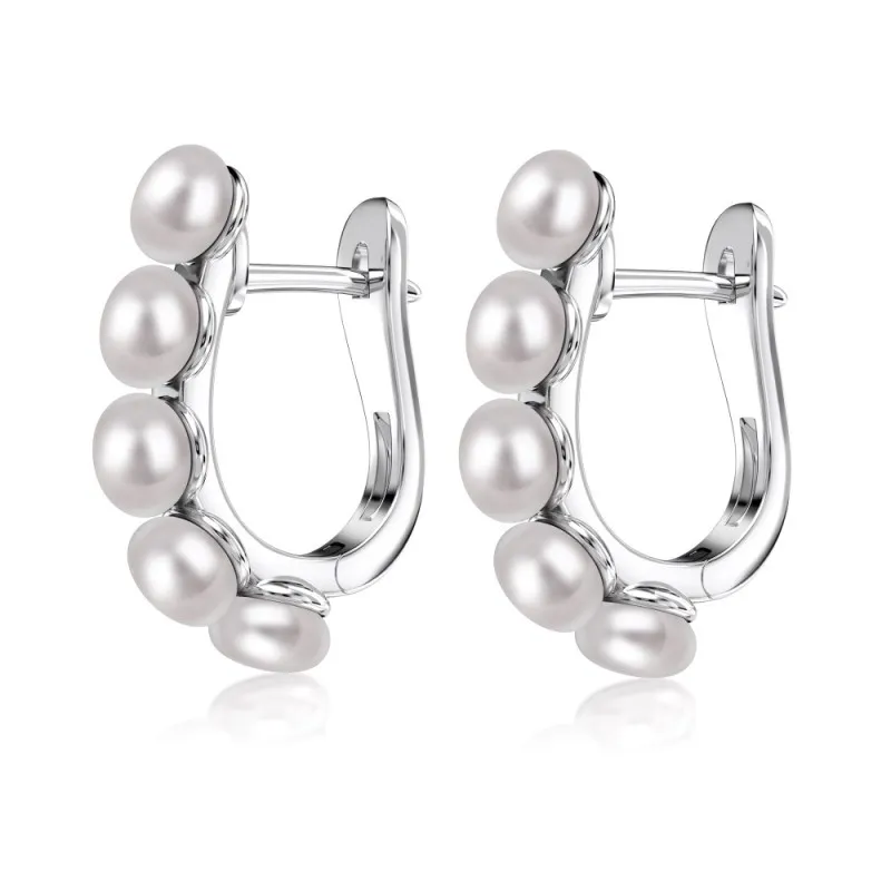 925 Sterling Silver Pearl Hoop Earring 60200216