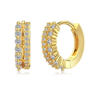 S925 Two Rows Zirconia Hoop Earring 60200218