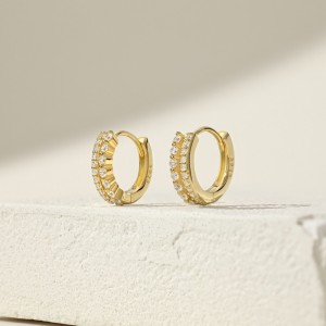 S925 Two Rows Zirconia Hoop Earring 60200218