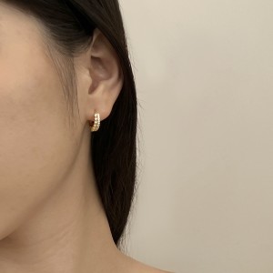 S925 Two Rows Zirconia Hoop Earring 60200218