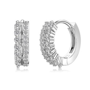 S925 Two Rows Zirconia Hoop Earring 60200218