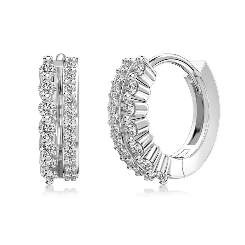 S925 Two Rows Zirconia Hoop Earring 60200218