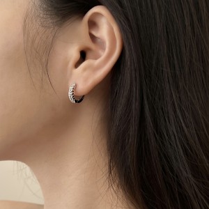 S925 Two Rows Zirconia Hoop Earring 60200218