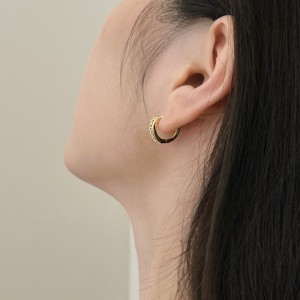 S925 Two Rows Zirconia Hoop Earring 60200218