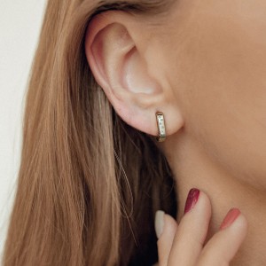 925 Sterling Silver Zirconia Hoop Earring 60200225