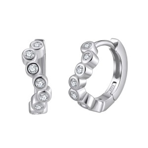 925 Sterling Silver Zirconia Wave Hoop Earring 60200227