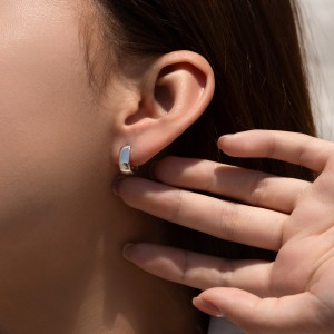 925 Sterling Silver Mirror Hoop Earring 60200228