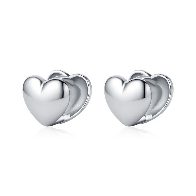 925 Sterling Silver Polished Heart Hoop Earring 60200229