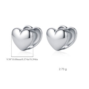 925 Sterling Silver Polished Heart Hoop Earring 60200229