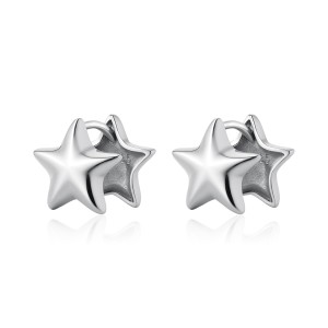 925 Sterling Silver Star Hoop Earring 60200230