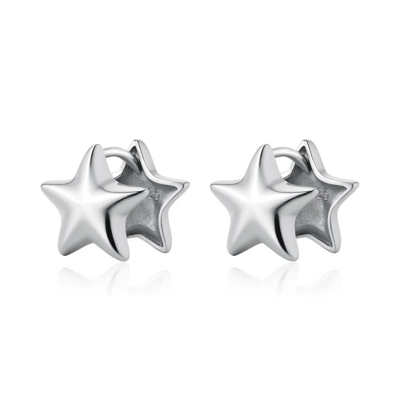 925 Sterling Silver Star Hoop Earring 60200230