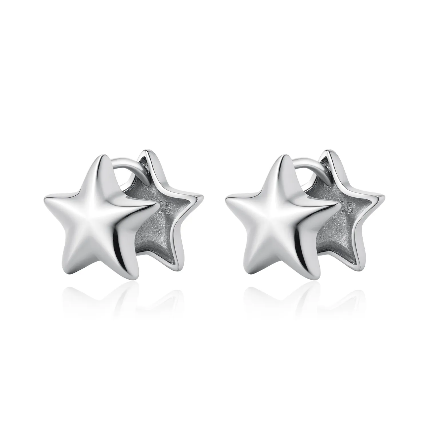 925 Sterling Silver Star Hoop Earring 60200230
