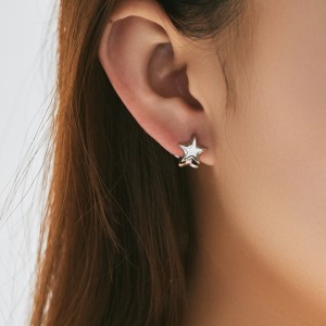 925 Sterling Silver Star Hoop Earring 60200230