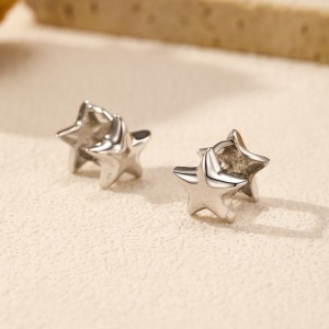 925 Sterling Silver Star Hoop Earring 60200230