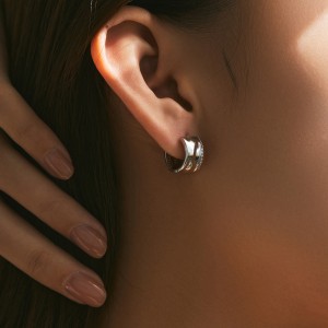 S925 Vintage Mirror Zirconia Hoop Earring 60200231