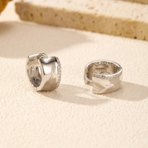 S925 Vintage Mirror Zirconia Hoop Earring 60200231