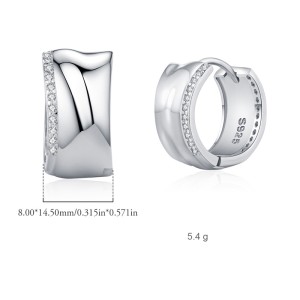 S925 Vintage Mirror Zirconia Hoop Earring 60200231