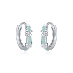 925 Sterling Silver Butterfly Hoop Earring 60200232