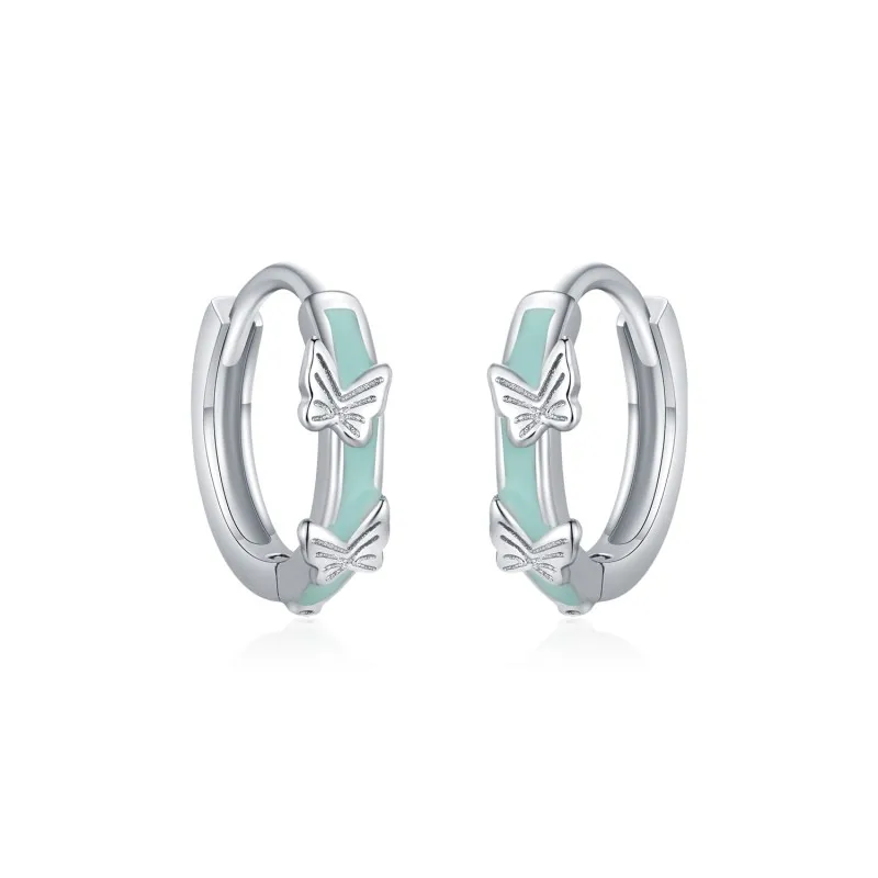 925 Sterling Silver Butterfly Hoop Earring 60200232