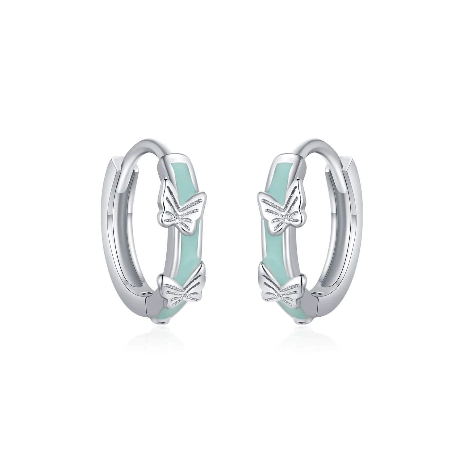 925 Sterling Silver Butterfly Hoop Earring 60200232