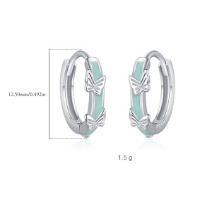 925 Sterling Silver Butterfly Hoop Earring 60200232