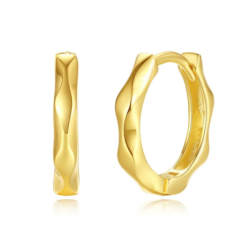 925 Sterling Silver Geometric Pattern Hoop Earring 60200235