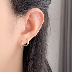 925 Sterling Silver Geometric Pattern Hoop Earring 60200235