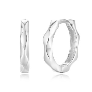 925 Sterling Silver Geometric Pattern Hoop Earring 60200235