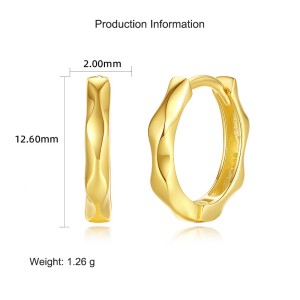 925 Sterling Silver Geometric Pattern Hoop Earring 60200235