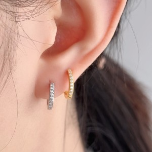 925 Sterling Silver 11.5mm Zirconia Hoop Earring 60200236